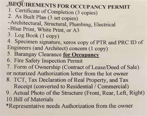 requirements for occupancy permit.
